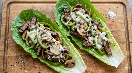 Keto Philly Cheesesteak Lettuce Wrap