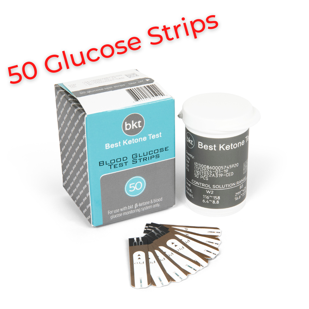 BKT | Blood Glucose Test Strips 50ct | Compatible with BKT Meter and Keto-mojo Original Bluetooth Meter (TD-4279)