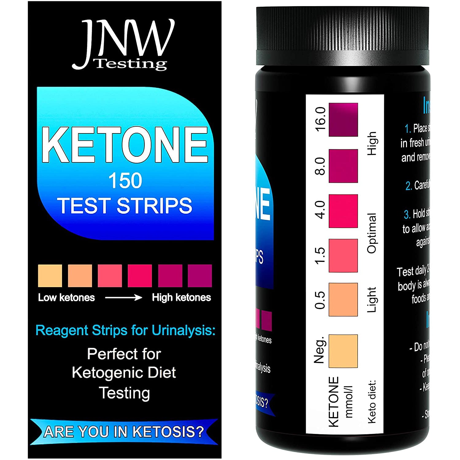 Ketone Test Strips - JNW Direct 150 Urinalysis Keto Test Strips