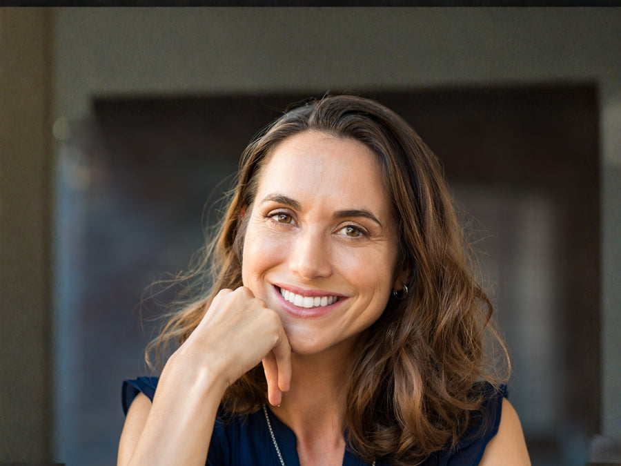 Smiling woman in her forties
